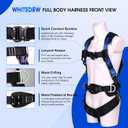 Fall Protection Premium Safety Harness with Shock Absorbing Lanyard, Vented & Padded Shoulder, Legs & Back - Upgrade 4 Quick Buckles (Blue)