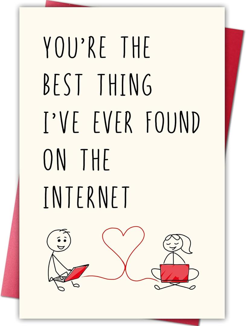 7 x Funny Anniversary Card for Boyfriend Girlfriend, Humorous Valentines Day Cards Gift for Him Her, Internet Dating Love Card for Partner Spouse