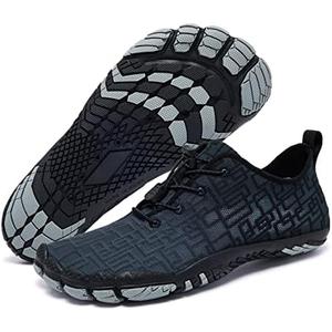 Racqua Water Shoes Quick Dry Barefoot Beach Aqua Sport Swim Surf Pool Hiking Diving Walking for Men Women 47, Grey/Black