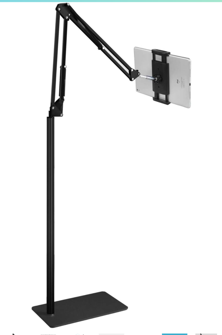Tablet Floor Stand, Overhead Bed Phone Stand Angle Height Adjustable Holder, Universal Floor Stand Compatible with iPhone iPad Pro Air Mini, Samsung Tab, Kindle, E-Readers…