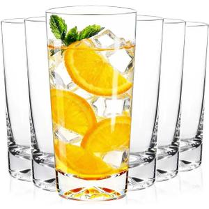 Drinking Glasses Set of 6, 16oz Glass Cups with Wide Mouth Design,Water Glasses for Bar Glassware, Premium Tall Glasses Drinking Set for Water, Beer, Juice and Cocktail, Unique Gifts for Christmas, Large