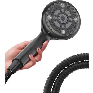 LOKBY High Pressure 6-Settings Shower Head with Handheld - 5'' Powerful Detachable Shower Head Set for low water pressure - 59'' Stainless Steel Hose - Tool-less 1-Min Installation