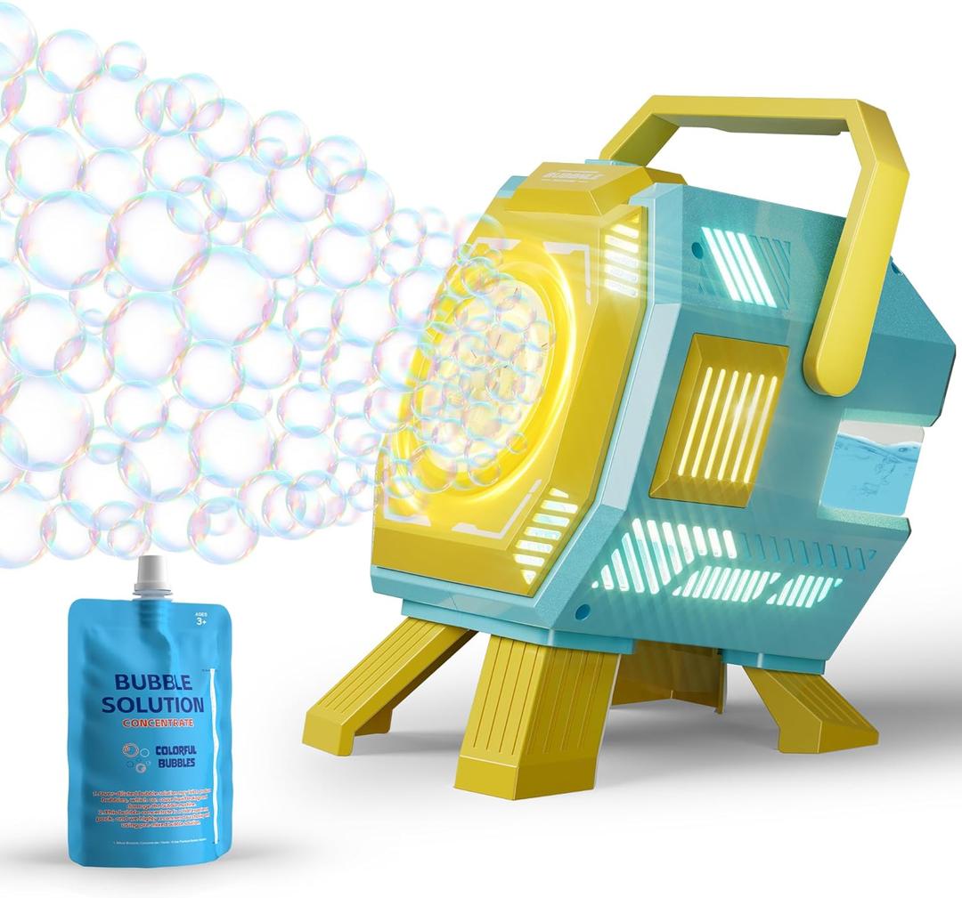 Belemar Bubble Machine with Lights, Big Bubble Toys, Up to 15,000 Bubbles, 320ml Large Tank, Battery Operated Portable Handheld Bubble Blower for Kids, Birthday Parties, Weddings, Outdoor Activities