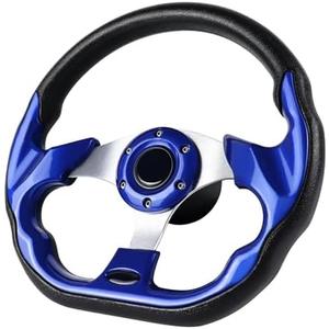 LOSCHEN Boat Steering Wheel Polyurethane Leather with 3/4" Axle Marine Steering Wheel Adapter for Marine Boats,Vessels,Yachts,Pontoons Boat-Blue