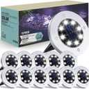 Solar Outdoor Lights - 12 Pack, Waterproof Solar Garden Lights for Landscape, Patio, Pathway, Lawn, Yard, Deck, Driveway, Walkway (White)