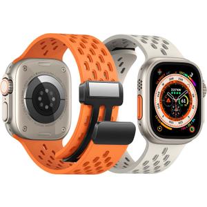 Magnetic Anti Sweat Sport Band/Strap for Apple Watch, Waterproof Breathable Silicone Correas. Para Compatible with iWatch Ultra SE Series11/10/9/8/7/6/5/4/3/2/1, Women Men, 42mm 44mm 45mm 46mm 49mm