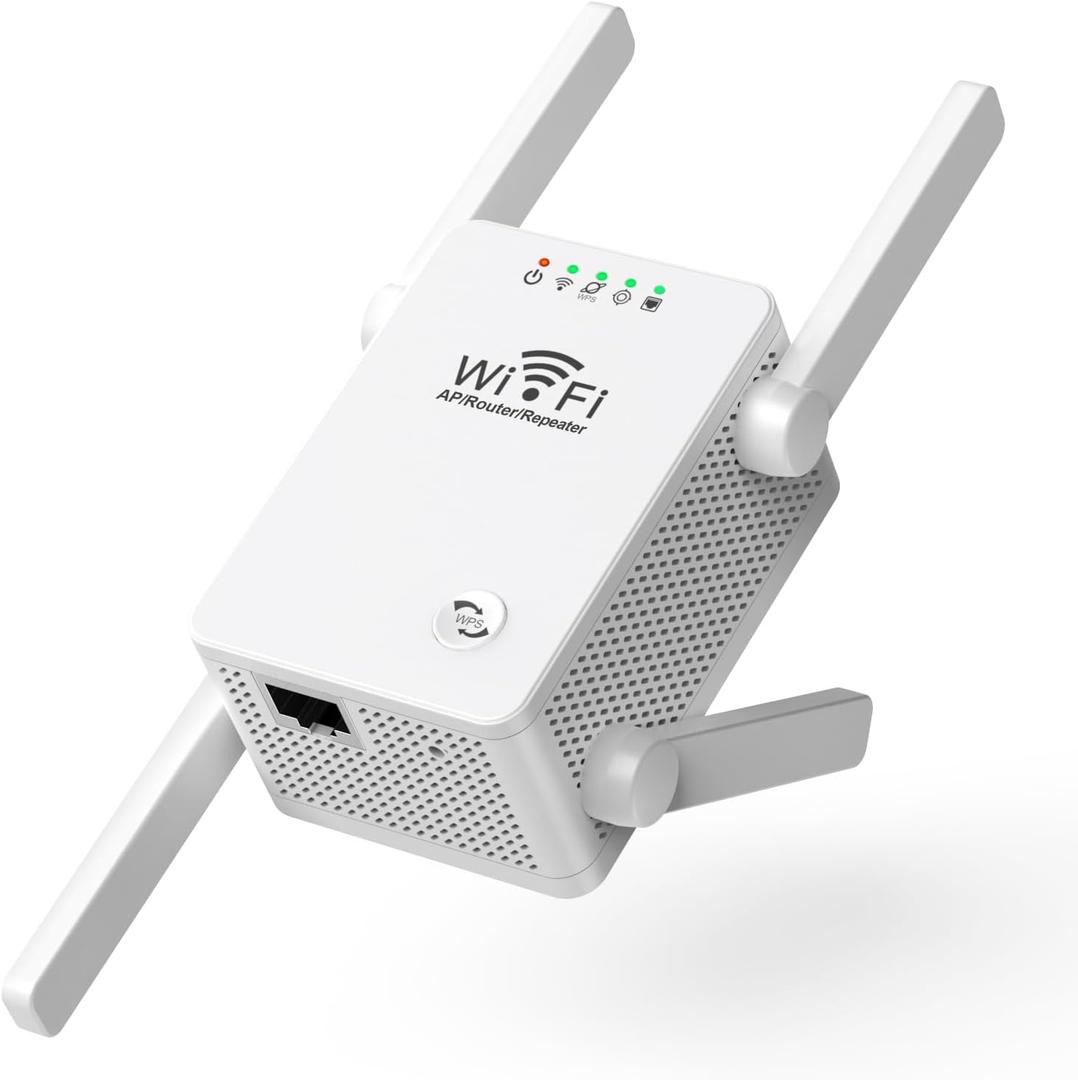 WiFi Extender Signal Booster for Home, Upgraded WiFi Range Extender Wireless Repeater Internet Amplifier with 4 High Power External Antennas Ethernet Ports for Whole Home WiFi Coverage 112