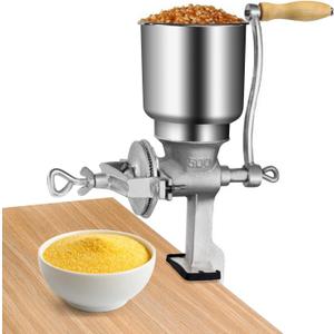Cast Iron Manual Grain Grinder Portable Mill for Corn, Coffee Bean, Wheat, Nut, Adjustable for Kitchen Home Use