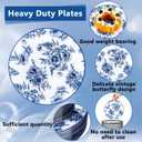 60PCS Blue Floral Plates Disposable - Blue Plastic Plates - Blue and White Plate Include 30 Dinner & 30 Dessert Plates for Bridal Birthday Wedding Spring Party Decorative