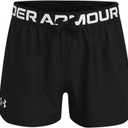 Under Armour Girls' Play Up Solid Shorts (Medium, Black (001)/Metallic Silver)