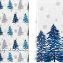 Artoid Mode Blue Xmas Tree Christmas Kitchen Towels Dish Towels, 18x26 Inch Farmhouse Holiday Snowflake Winter Decoration Cleaning Set of 2