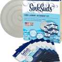 SinkSuds Laundry Detergent Travel Size Liquid Soap TSA Compliant Safe for All Fabrics 6 Packets & 1 Sink Stopper (0.25 Fl Oz (Pack of 6))
