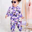 2 x WIQI Toddler Baby Girl Clothes Cute Print Long Sleeve Pullover Sweatshirt Pants Fall Outfits Set (12-18 Months, Purple)