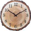 Rustic Wooden Wall Clock 12 Inch Silent Non Ticking Wall Clocks Battery Operated