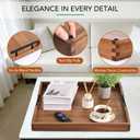 Joy&Grace Acacia Wood Ottoman Tray with Handles 22" x 22" | Large Acacia Wooden Serving Tray for Coffee Table Living Room, Breakfast in Bed, Food Dinner, Kitchen, Couch (Color Natural)