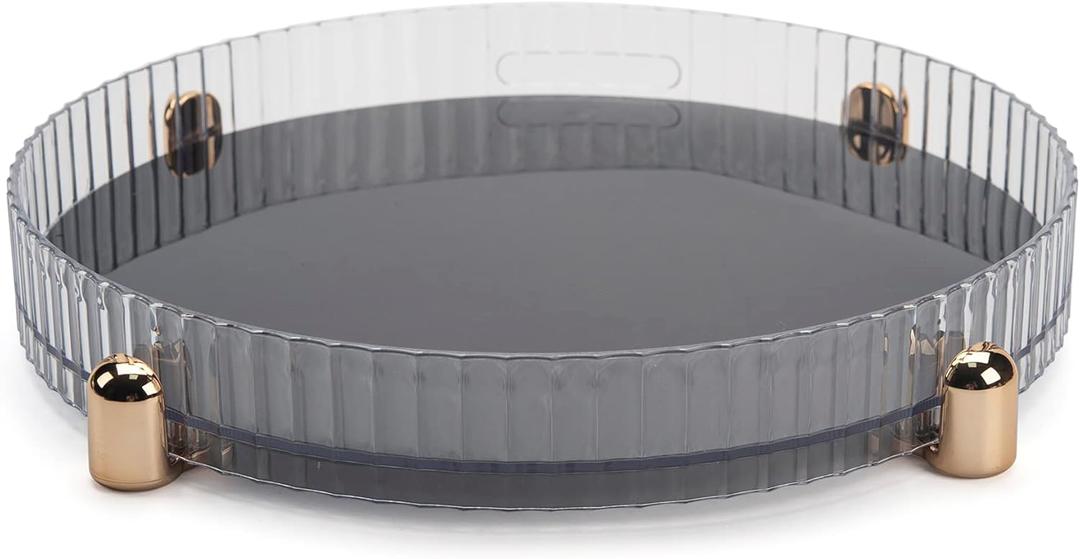 Makeup Perfume Organizer, 360 Rotating Skincare Organizer, Vanity Tray, Spinning Cosmetics Organizer for Dresser, Vanity, Bathroom Countertop, Clear