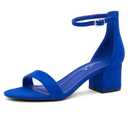 Herstyle Women’s Low Heels – Open Toe Chunky Block Heeled Sandals with Ankle Strap | Comfortable Dressy Short Heels for Prom, Wedding, Party & Office, Royal Blue, Size 10