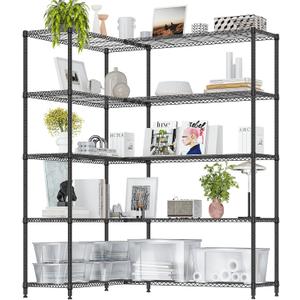 IZEUK Linked Storage Racks, DIY Adjustable Heavy Duty Metal Shelving Unit for Corner, Ideal for Kitchen, Garage, Warehouse, and Garden (Black, 15.7" D x 33.5" W x 70.5" H, 1433 lbs Capacity), 5 Tier, 15.7" D x 33.5" W x 70.9" H