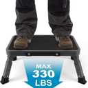 Valeo Folding Step Stool, Adjustable Step Stool with Non-Slip Platform, 330 Lbs Capacity, Step Ladder for Adults or Kids in Kitchen, Bathroom, RV, Camping, Office, Black
