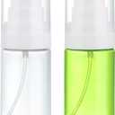 Travel Spray Bottles 2 Pack 1.35oz Small Fine Mist Spray Bottles, Portable Refillable Plastic Travel Bottle Set for Toners, Perfume, Rose Water (Clear+Green)