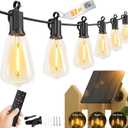 Brightown 52FT Solar String Lights Outdoor Waterproof with Remote, 15+1 LED Shatterproof Bulbs, Dimmable & Timable, 3 Light Modes - Commercial Grade Patio Lights for Garden Backyard Party Decor