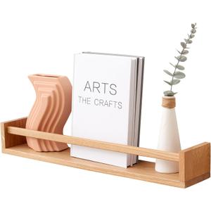 Oak Floating Shelves 24 Inch Nursery Shelves, Nursery Book Shelves Floating Bookshelves Wall Mounted Shelves for Books, Toys and Decor Storage