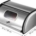 PRETYZOOM Stainless Steel Bread Storage Box Large Capacity Roll Top Bread Container for Kitchen Counter Organization 13 X 9 X 6 Inch