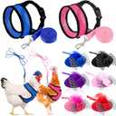 Cindeer 8 Pieces Chicken Harness and Leash for Hens Chicken Hat Adjustable Duck Harness and Leash Hat with Elastic Chin Strap for Hens Duck Goose Parrot Small Pets Accessories