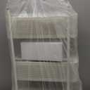 Slim Storage Cart 3 Tier with Pull Out Metal Basket Bathroom Organizer Rolling cart, Installation-Free Rolling Utility Cart Slide Out Organizer for Kitchen, Bathroom, Laundry (White, 3 Tier)