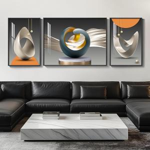 Extra Large Framed Modern Luxury Large Wall Art for Living Room, Set of 3 Piece Bright Style Abstract Paintings Artwork for Walls, Big Size Art Prints Pictures for Hallway Dining Room Office Wall Decor, 30" H x 80" W