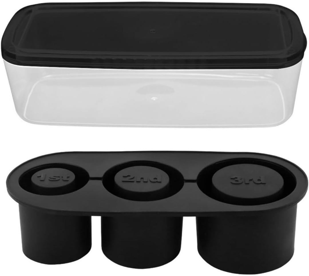 Ice Cube Tray with Lid, 3 Cube Silicone Ice Cube Trays for Freezer BPA Free & Odor Free for Cocktail Coffee (Black-Transparent)