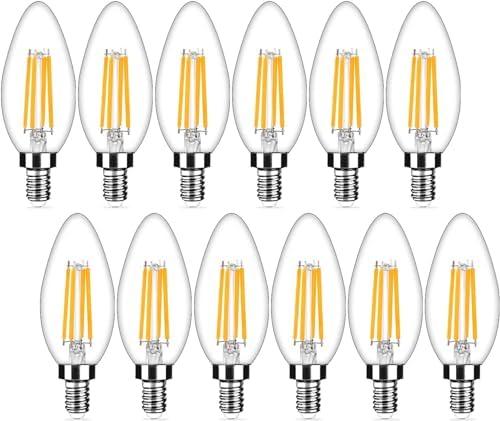 Pack of 11 Dimmable E12 LED Candelabra Bulbs 40Watt Equivalent, 2700K Warm White, 450Lumens, 4W B11 Vintage Chandelier Light Bulbs, LED Filament Clear Glass Candle Lamp for Ceiling Fan Home Decor1