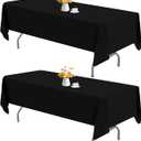 HAISIWLKJ 2 Pack 70 x 120 Inch Black Rectangle Tablecloth for 6 or 8 Foot Table Washable Reusable Outdoor Polyester Fabric Decorative TableCover for Dining Table, Buffet, Camping, Baby Shower, Party