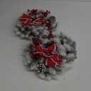 Pre-Lit Artificial Christmas Wreath,Decor with Pinecones Pine Needles Branches Red Berry Mini Bow for Front Door (Red, 15.75 inch)