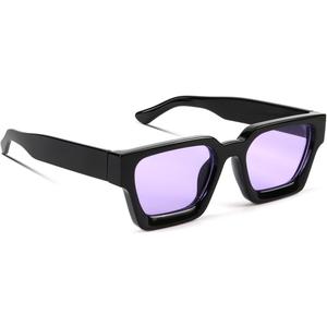 GFUIARA Trendy Square Sunglasses for Men Women Fashion Thick Rectangle Sun Glasses UV Protection Shades Designer Style (Black)