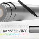 VinylRus Heat Transfer Vinyl-12 x 25FT Iron on Vinyl Roll for Shirts, HTV Vinyl for Silhouette Cameo, Easy to Cut & Weed (Silver)