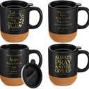 FillTouch 4 Pcs Christian Gift Mugs Bulk 15 oz Religious Cup Cork Bottom Coffee Mugs with Bible Verses Mother's Day Inspirational Gifts for Women Teacher Staff Bible Study Group Member