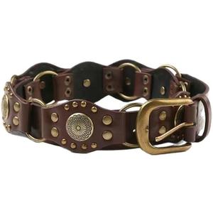 EMMIOL Y2K Belt for Women Star Studded Belt Vintage Gothic Grunge Punk Rock PU Leather Waistband (S:31''-39'' Fit Waist, Boho Brown)