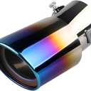 Stainless Steel Car Exhaust Tail Pipe Tip, Universal 2.5" Inlet 3.3" Outlet Chrome-Plated Finish Tailpipe Exhaust Tip, Adjustable Car Modification Tail Throat Tail Pipe for Cars (Blue, Bend)