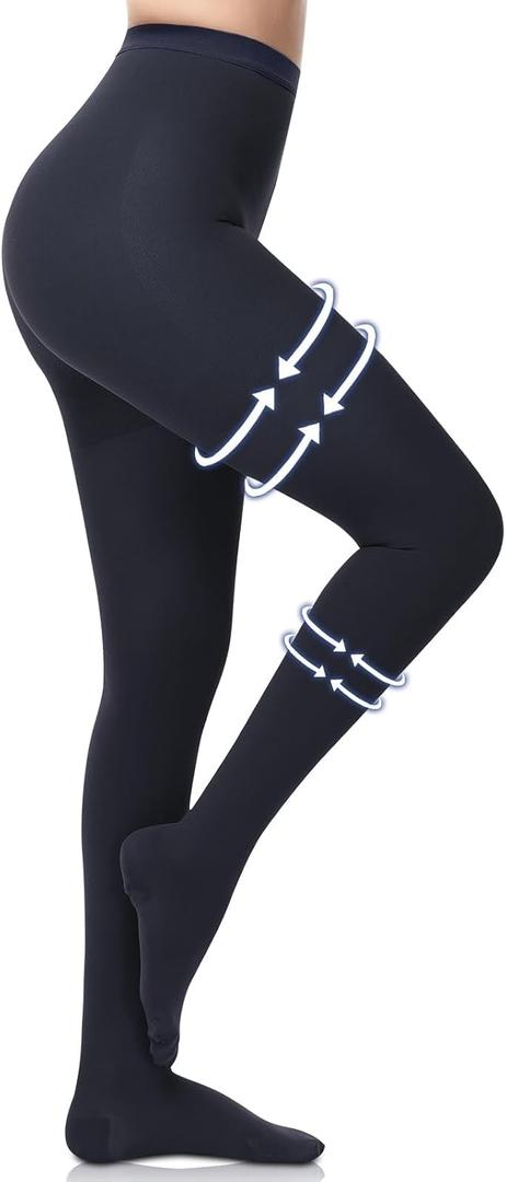 Beister Medical Compression Pantyhose for Women Men, Opaque Closed Toe 20-30mmHg Graduated Support Tights, Waist High Compression Leggings for Varicose Veins, Edema, Flight, DVT, Large