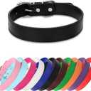 Black Soft Leather Dog Collar for Small,Medium, Large Dog, Comfortable and Adjustable (Wide: 0.95'' for Dog's Neck: 13''~18'', Black, L)