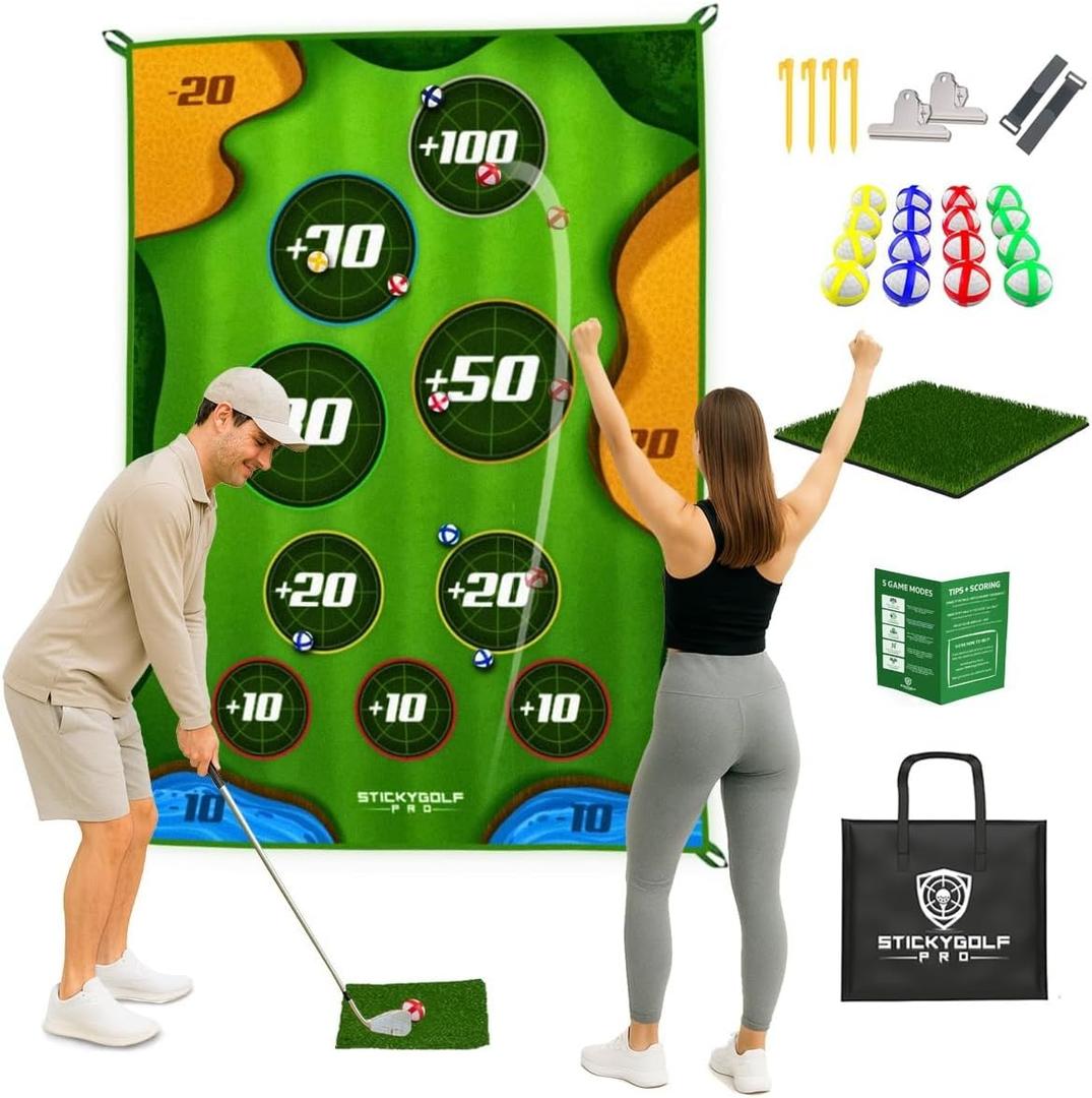 Golf Game for Adults Outdoor Indoor - Backyard Chipping Set with Sticky Balls - Family Entertainment Multi-Player Action - Friend and Party Activity - Gift for Golfers