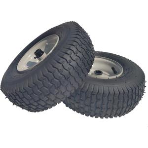 2 Pack 13x5.00-6 Lawn Tractor Pneumatic wheel,Wheelbarrow tire Turf Tread,3.13" hub length with steel rim,Flange ID 0.76''