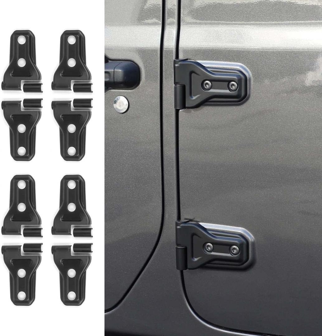 RT-TCZ Jeep Hinge Cover Trim - Front & Rear Door Hinges, Exterior Decoration Accessories - Compatible with Jeep Wrangler JL Unlimited 4-Door & Gladiator JT 2018-2024, 8Pack, Matte Black