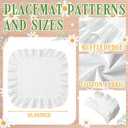Patelai Set of 6 Beige Ruffle Placemat 16 Inch Beige Square Cotton Fabric Tablemat Farmhouse Rustic Decorative Scalloped Washable Place Mat for Wedding Holiday Party Kitchen Dining Table Decor