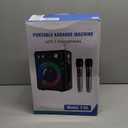 Karaoke Machine, Portable Bluetooth Karaoke Speaker with 2 Wireless Microphones, PA System for Adults Kids with LED Lights & Echo Adjustment, Supports TWS/TF/USB/AUX for Home Party (T03-2 MICS)