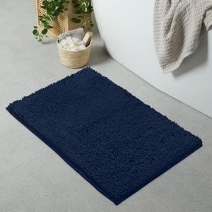 LuxUrux Bath Mat-Extra-Soft Plush Bath Shower Bathroom Rug,1'' Chenille Microfiber Material, Super Absorbent Shaggy Bath Rug. Machine Wash & Dry, Navy. (36'' x 24'')