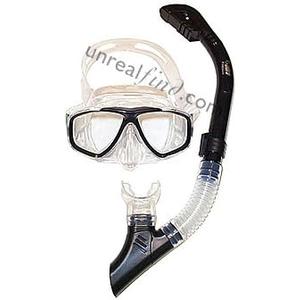 Cobra Dry Snorkel and Comfort 2 Lens Scuba and Snorkeling Mask Combo/Set Dive Diving Diver (Black)