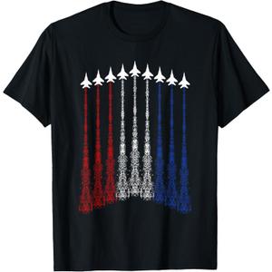 Jets 4th Of July For Men USA Patriotic Boys Graphic T-Shirt (Small, Black)