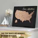 flinelife Cork Board Usa Travel Map With Pins, 13x11, Medium Size, Map of United States, Perfect For Couples and Families Gift